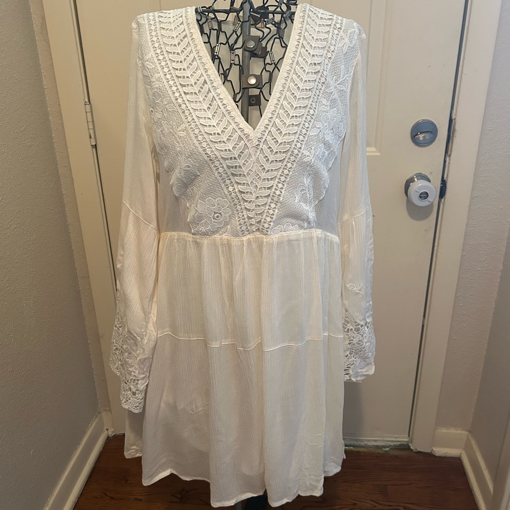 Altard State White Lace V-Neck Dress